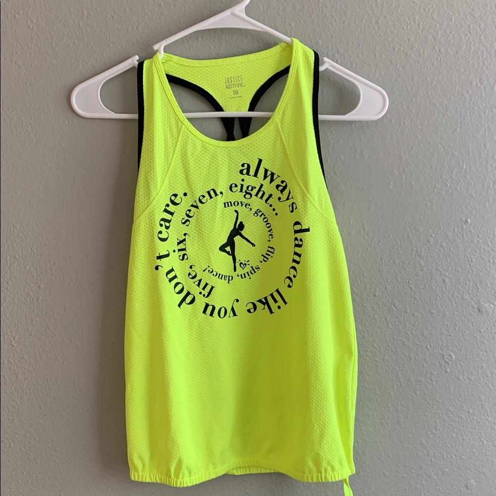 Justice Neon Yellow Dance Tank . Strappy back